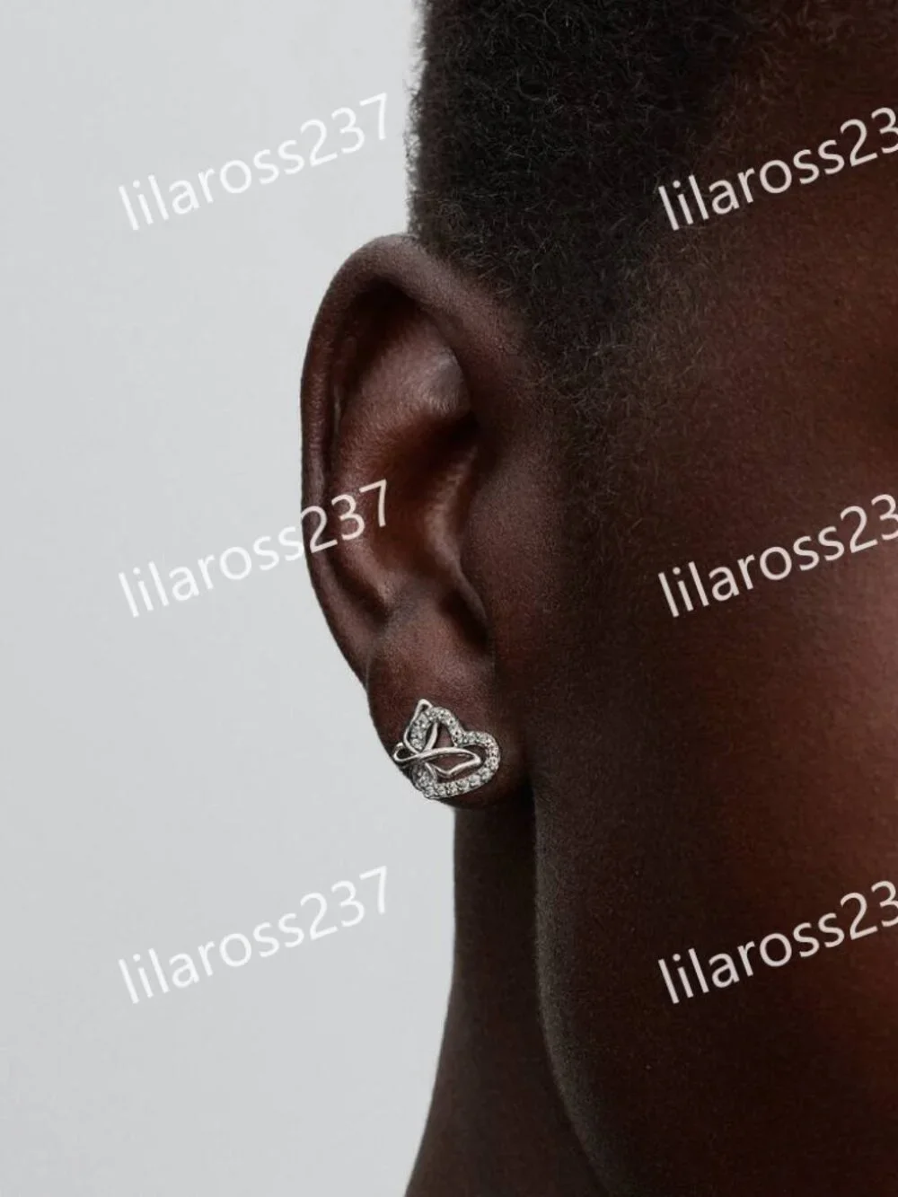 Entwined Heart & Butterfly Stud Earrings